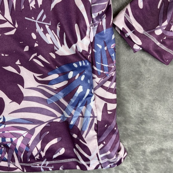 32 Degrees Cool Swim Top Womens XXL Long Sleeve UPF 50 Sun Protect Purple Leaves - Picture 5 of 8